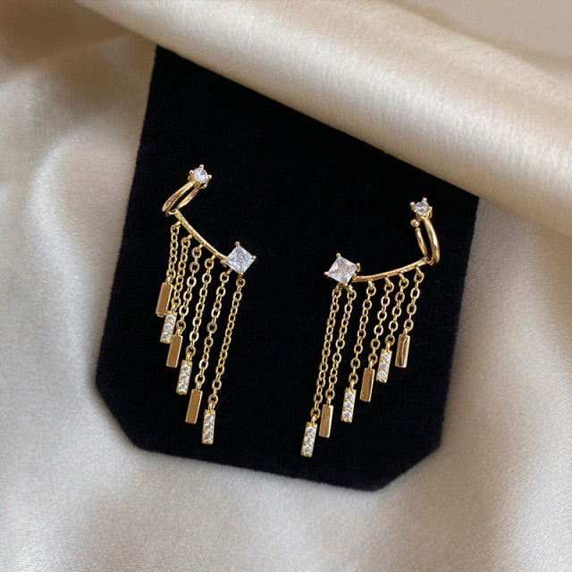 Exaggerated temperament star tassel earrings