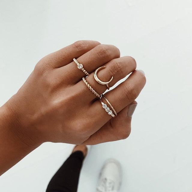 Bohemia Simple Design Geometric Finger Ring Sets