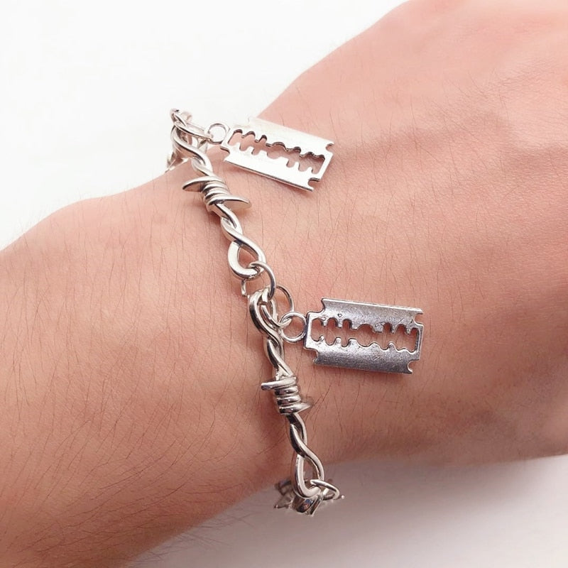 Women Hip-hop Gothic Punk Blade Barbed Wire Little Thorns Bracelet