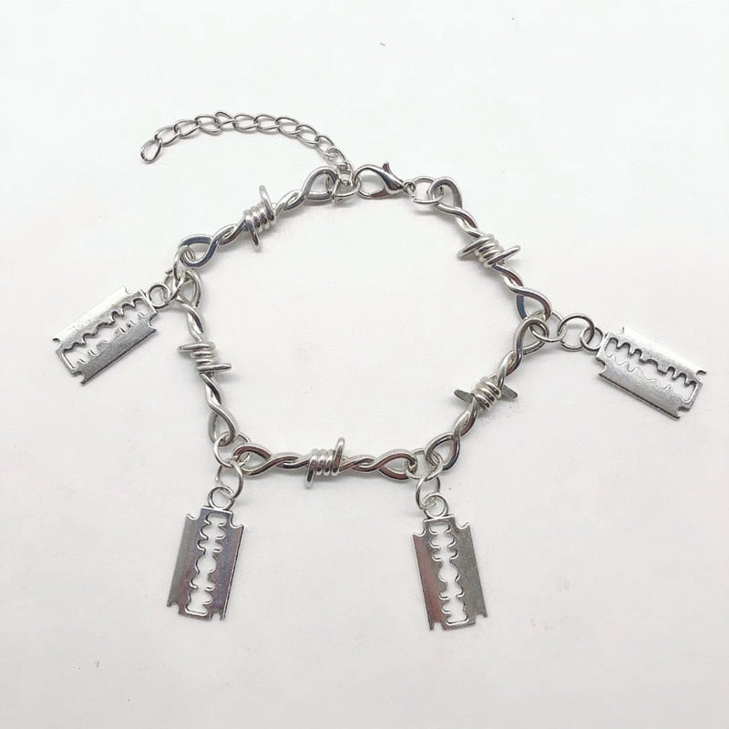 Women Hip-hop Gothic Punk Blade Barbed Wire Little Thorns Bracelet