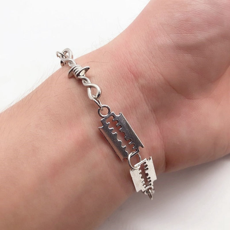 Women Hip-hop Gothic Punk Blade Barbed Wire Little Thorns Bracelet