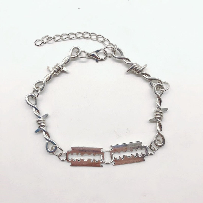 Women Hip-hop Gothic Punk Blade Barbed Wire Little Thorns Bracelet