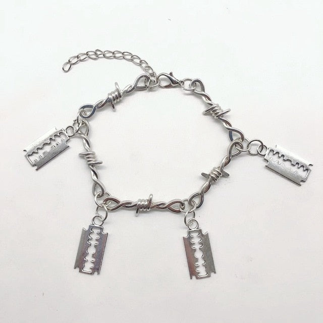 Women Hip-hop Gothic Punk Blade Barbed Wire Little Thorns Bracelet