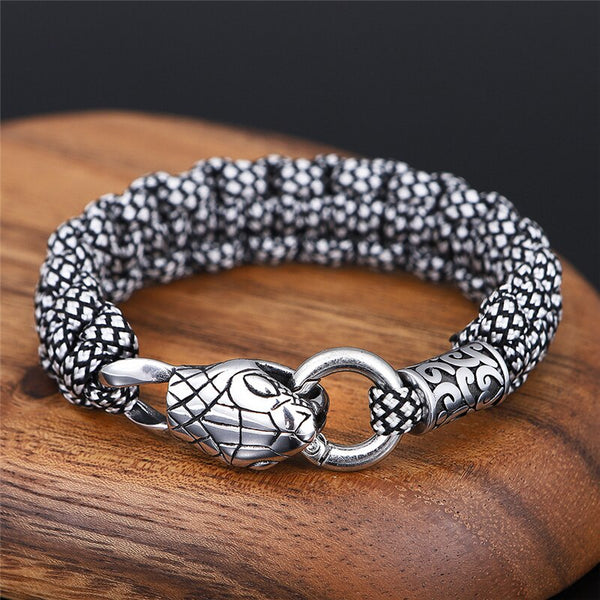 Pulsera con cabeza de serpiente vikinga punk para mujer