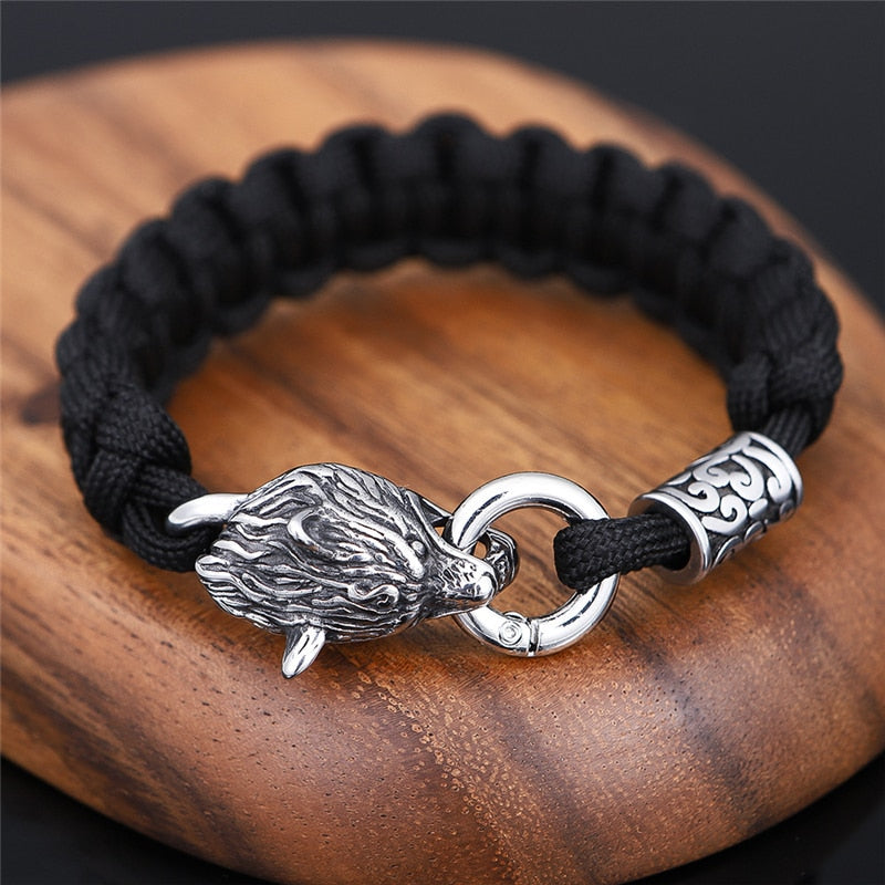 Never Fade Stainless Steel  Celtic Wolf Lanyard Bracelets