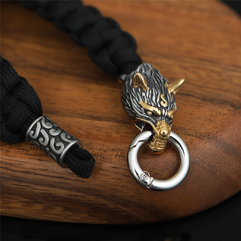 Never Fade Stainless Steel  Celtic Wolf Lanyard Bracelets