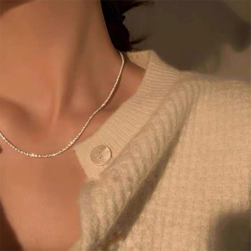 Simple Silver Color choker necklace Casual necklace