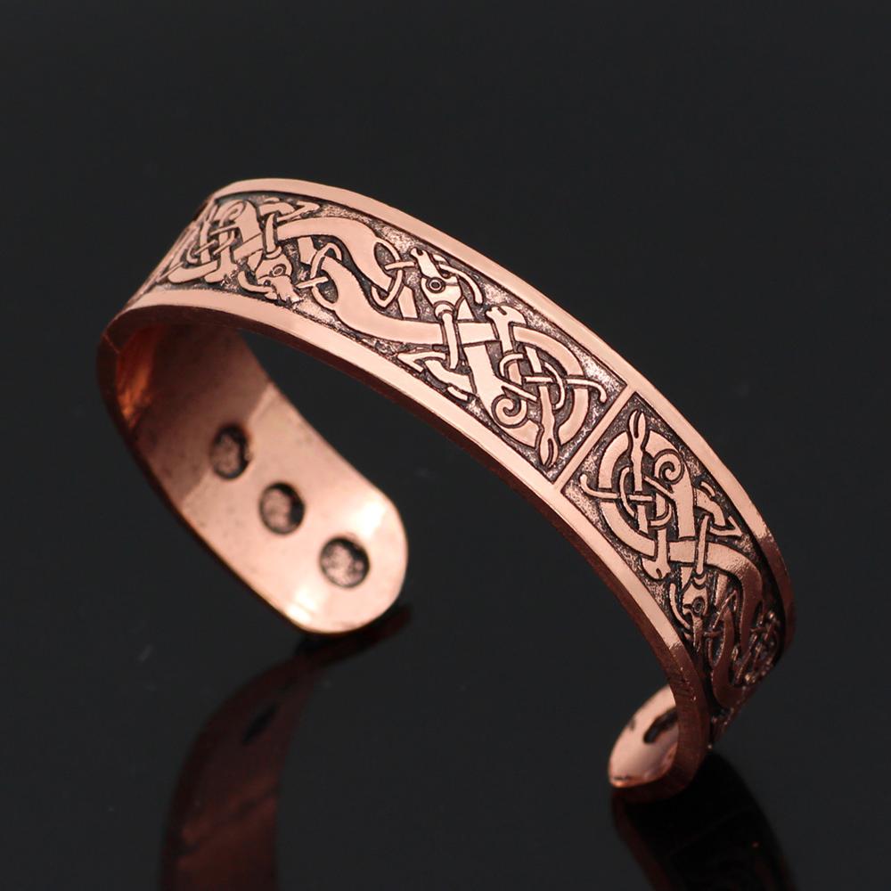 Vintage Antique Cooper 24 Runes Cuff Bangles