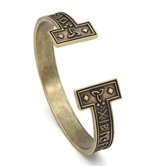 Vintage Antique Cooper 24 Runes Cuff Bangles