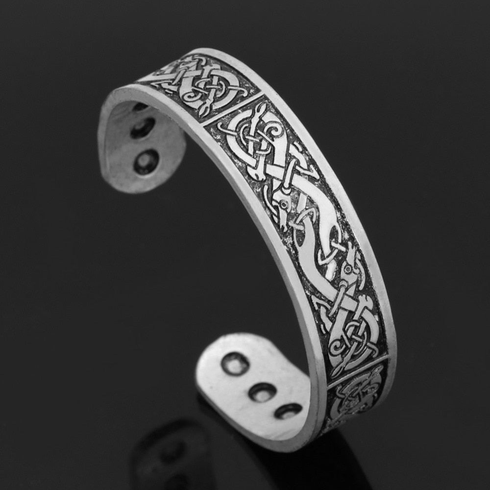 Vintage Antique Cooper 24 Runes Cuff Bangles