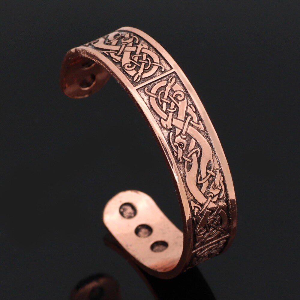 Vintage Antique Cooper 24 Runes Cuff Bangles