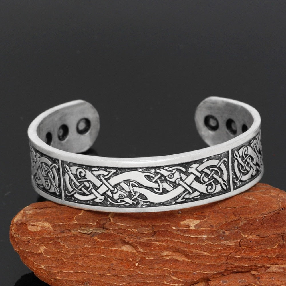 Vintage Antique Cooper 24 Runes Cuff Bangles