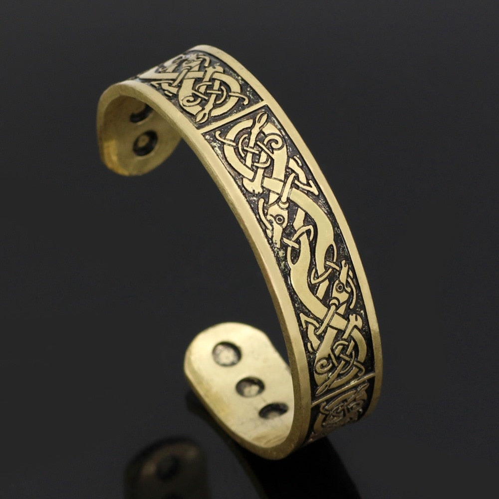 Vintage Antique Cooper 24 Runes Cuff Bangles