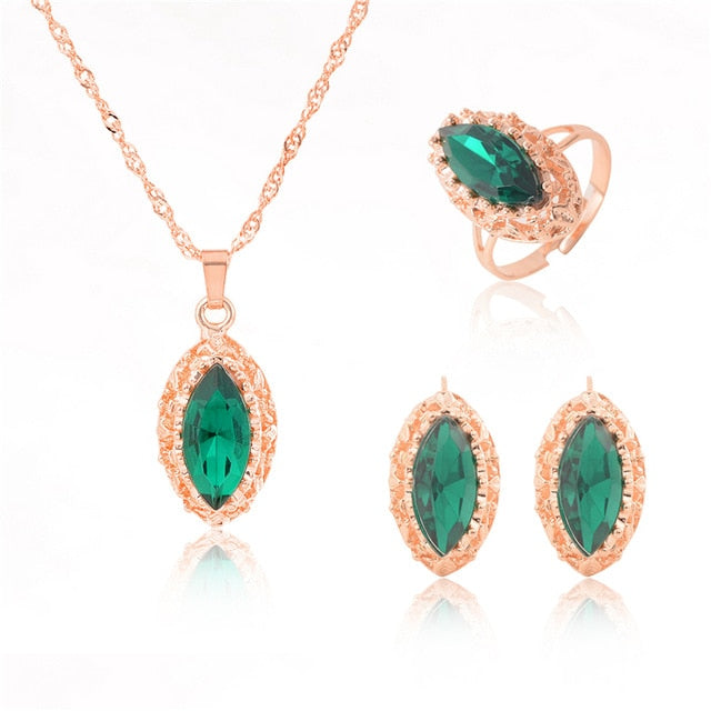 african bridal gold color necklace earrings Ring  jewellery set
