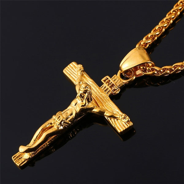 Cruz INRI Crucifijo Jesús Pieza Colgante y Collar