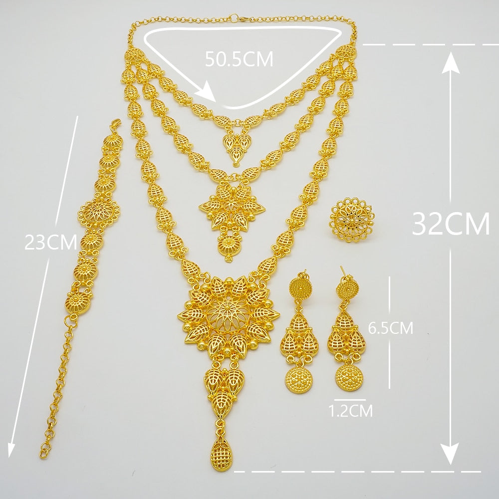 24K Jewelery Gold Necklace & Earring Set