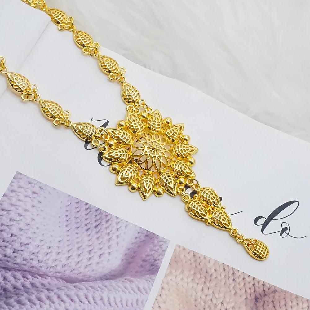 24K Jewelery Gold Necklace & Earring Set