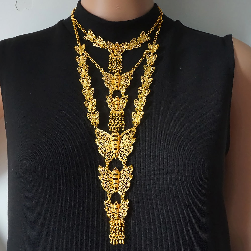 24K Jewelery Gold Necklace & Earring Set