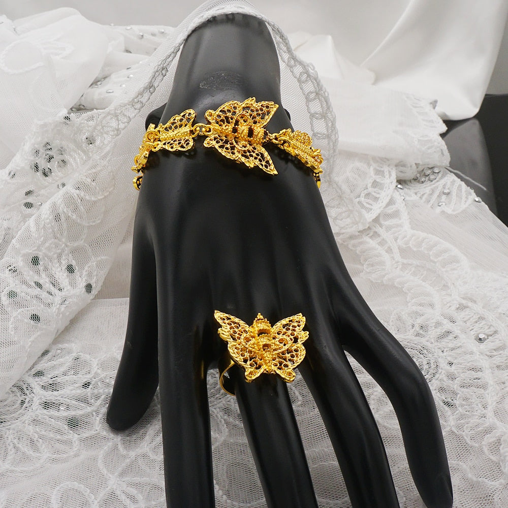24K Jewelery Gold Necklace & Earring Set