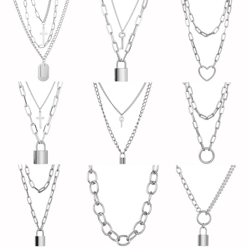 Cute Simple Chain Link Lock Necklace Pendant