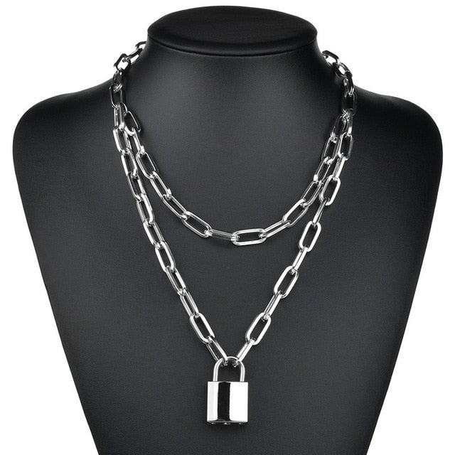 Cute Simple Chain Link Lock Necklace Pendant