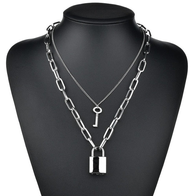 Cute Simple Chain Link Lock Necklace Pendant