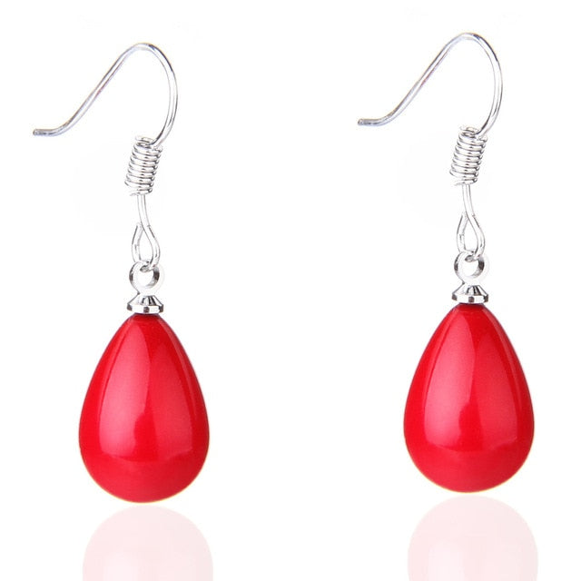 Red Pearl pendant Earrings