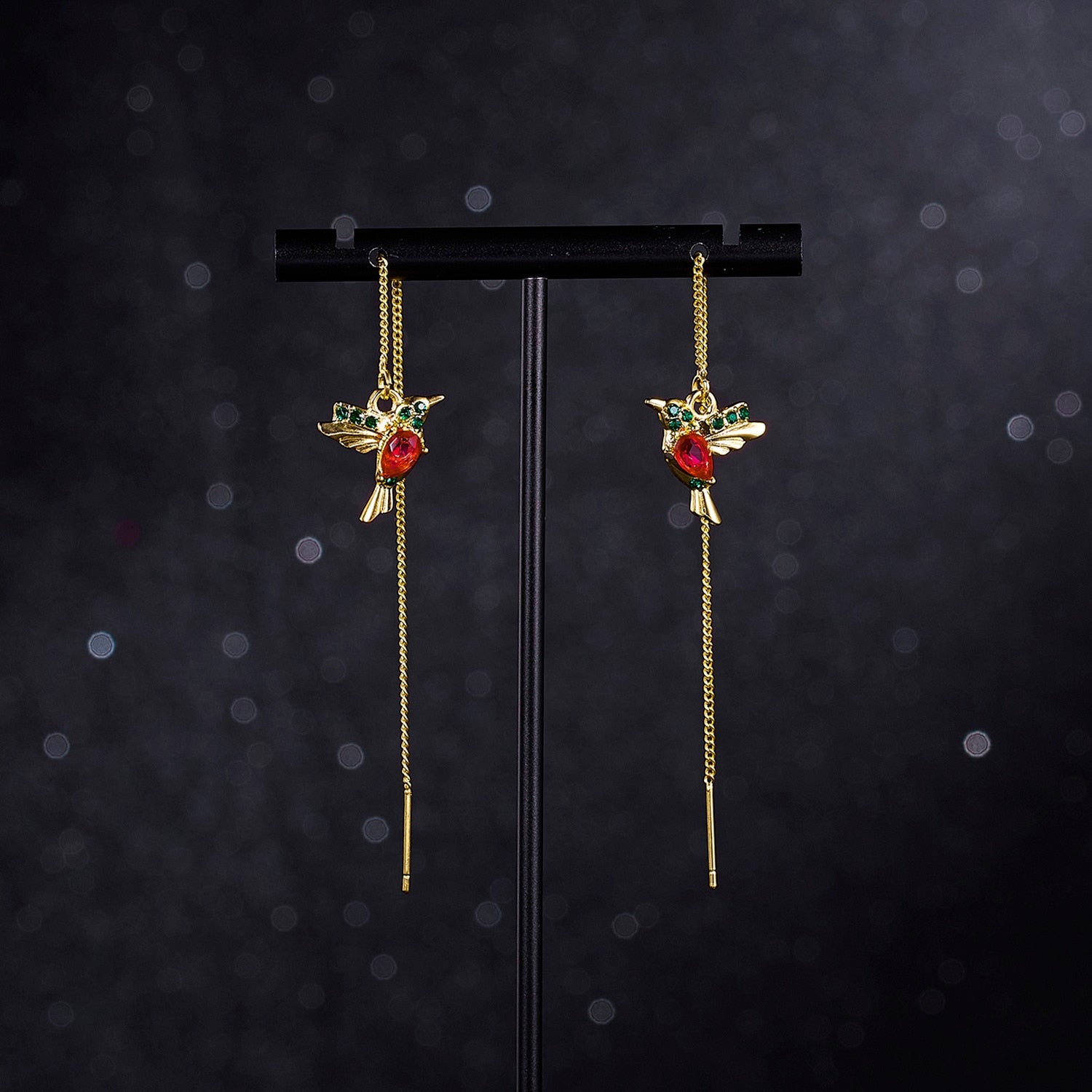 1 Pair Bird Pendant Tassel Crystal Pendant Earrings