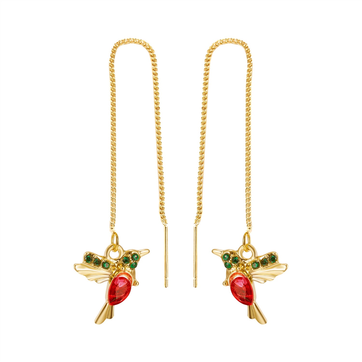1 Pair Bird Pendant Tassel Crystal Pendant Earrings