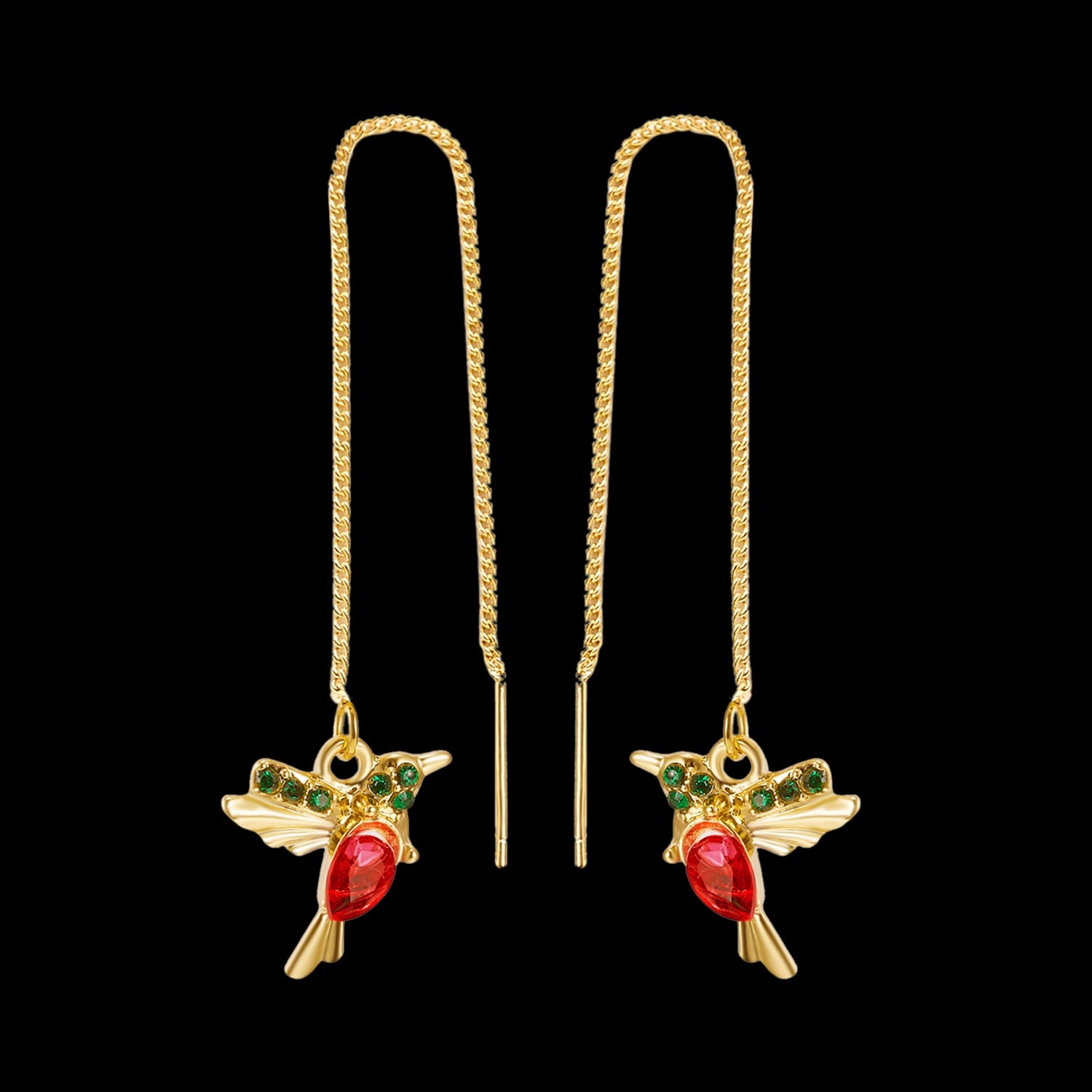 1 Pair Bird Pendant Tassel Crystal Pendant Earrings
