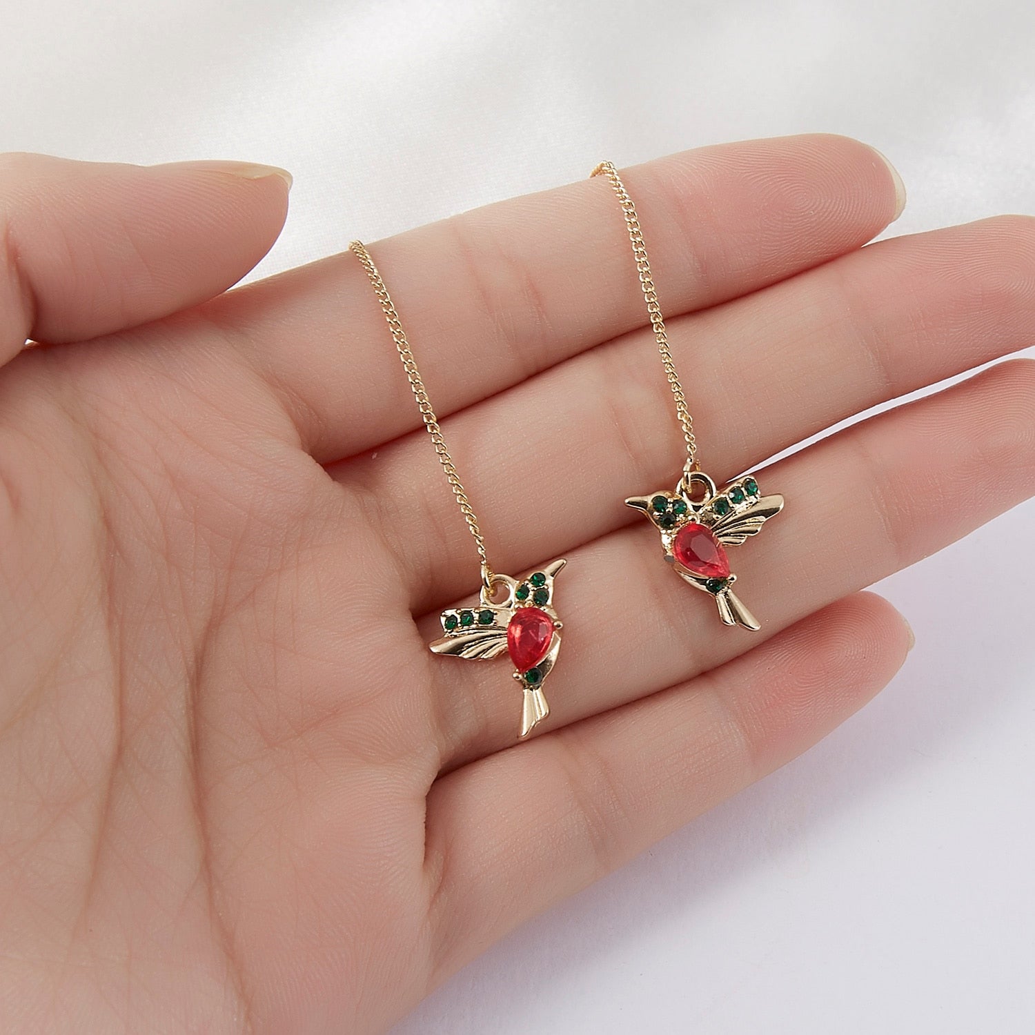 1 Pair Bird Pendant Tassel Crystal Pendant Earrings