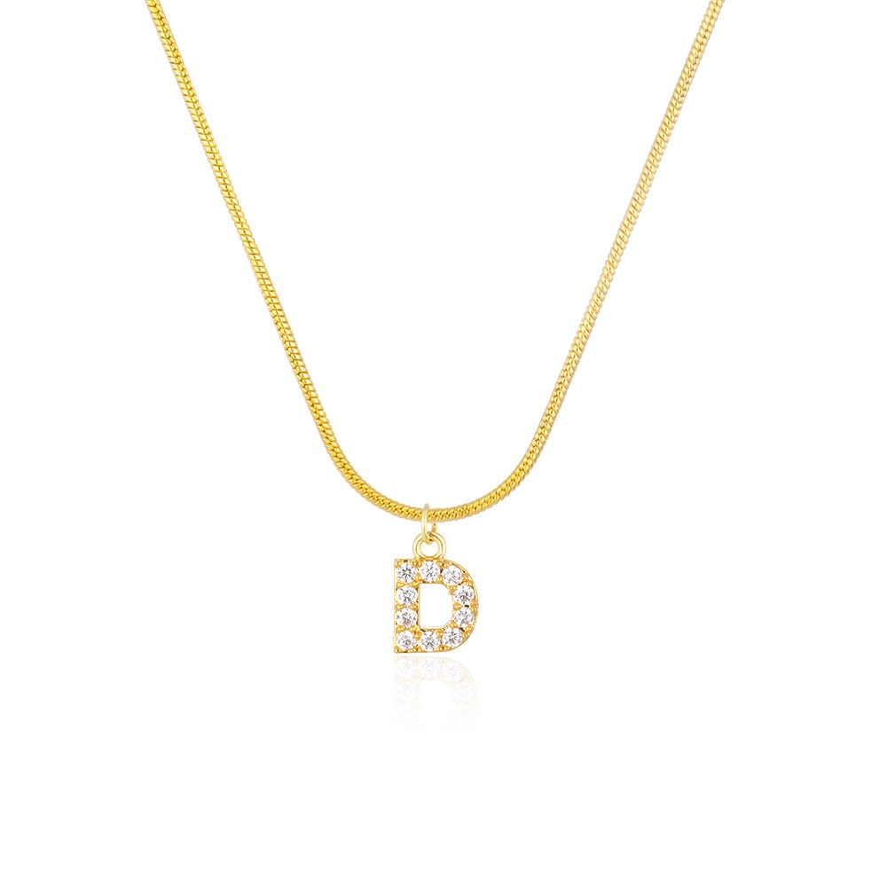 Inlaid Zircon Letter Initial Necklace