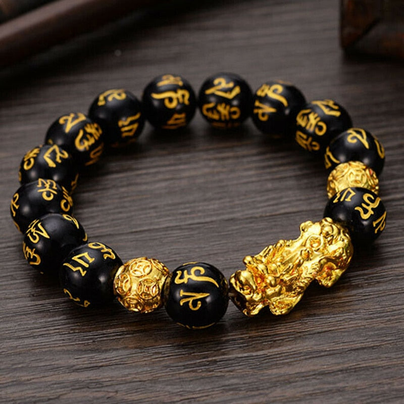 Feng Shui Obsidian Stone Beads Bracelet Men