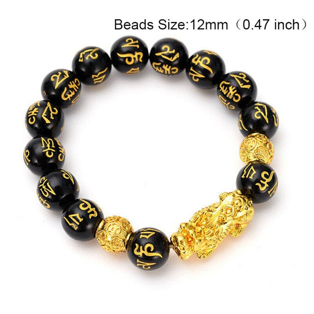 Feng Shui Obsidian Stone Beads Bracelet Men