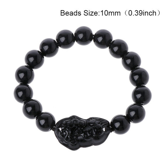 Feng Shui Obsidian Stone Beads Bracelet Men