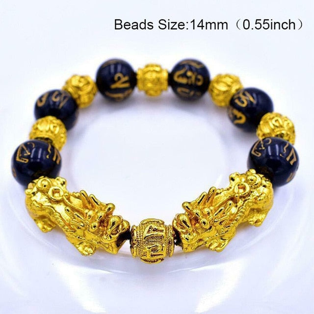 Feng Shui Obsidian Stone Beads Bracelet Men