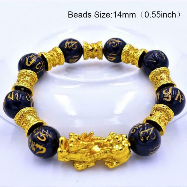 Feng Shui Obsidian Stone Beads Bracelet Men