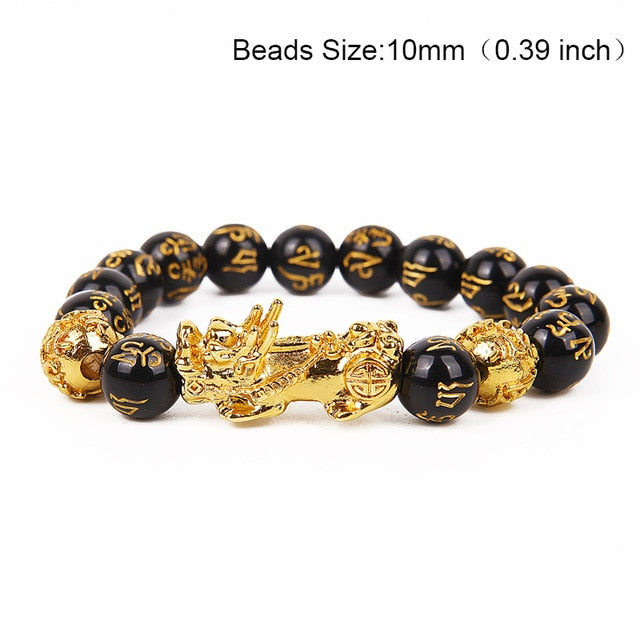 Feng Shui Obsidian Stone Beads Bracelet Men