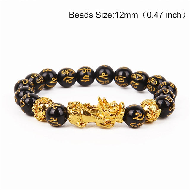 Feng Shui Obsidian Stone Beads Bracelet Men