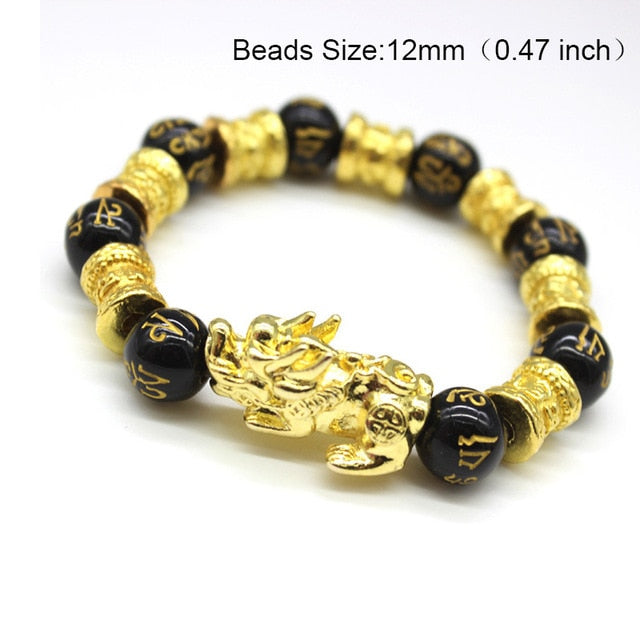 Feng Shui Obsidian Stone Beads Bracelet Men