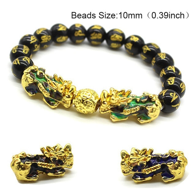 Feng Shui Obsidian Stone Beads Bracelet Men