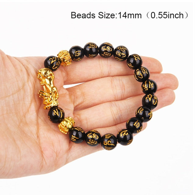 Feng Shui Obsidian Stone Beads Bracelet Men