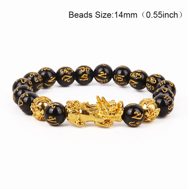 Feng Shui Obsidian Stone Beads Bracelet Men