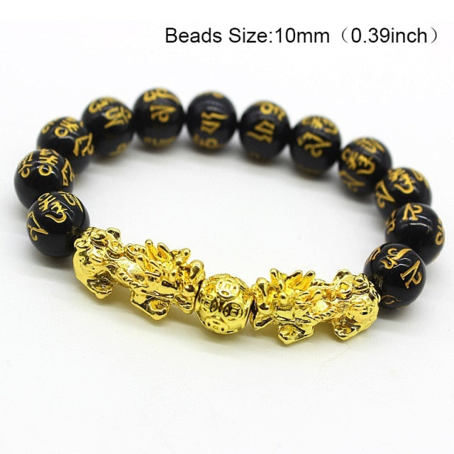 Feng Shui Obsidian Stone Beads Bracelet Men