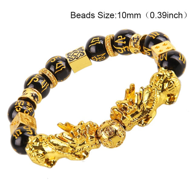 Feng Shui Obsidian Stone Beads Bracelet Men