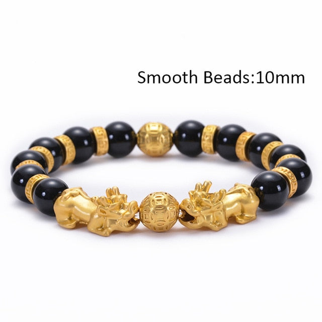 Feng Shui Obsidian Stone Beads Bracelet Men