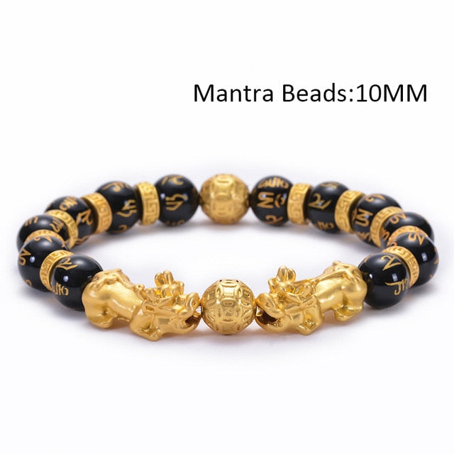 Feng Shui Obsidian Stone Beads Bracelet Men