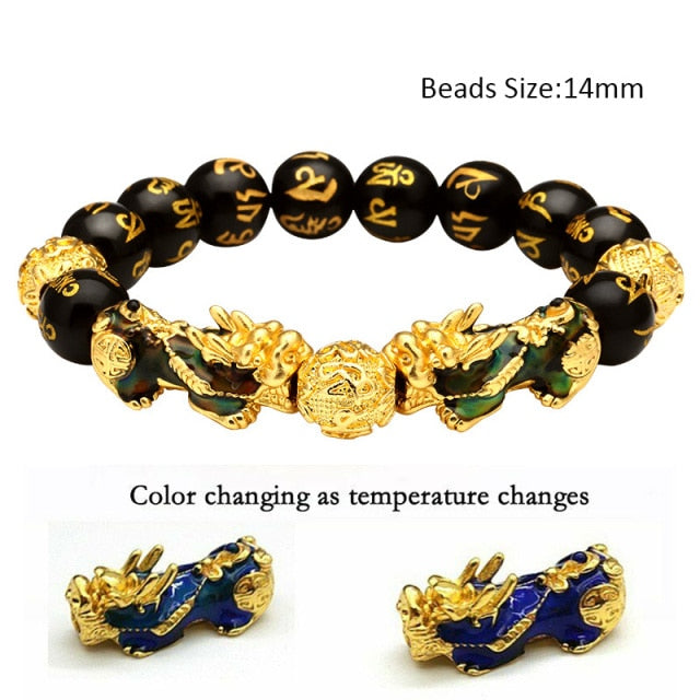 Feng Shui Obsidian Stone Beads Bracelet Men