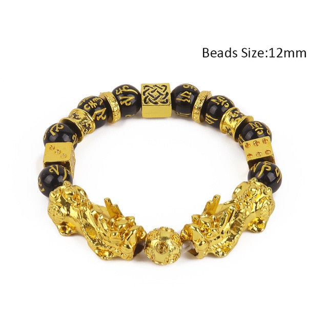 Feng Shui Obsidian Stone Beads Bracelet Men