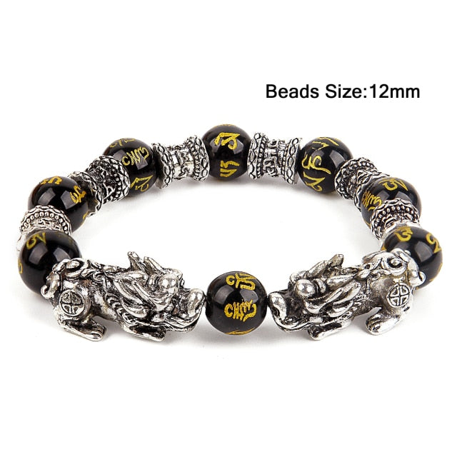 Feng Shui Obsidian Stone Beads Bracelet Men